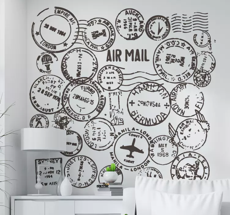 Naklejka na ścianę znaczki paszport - TenStickers