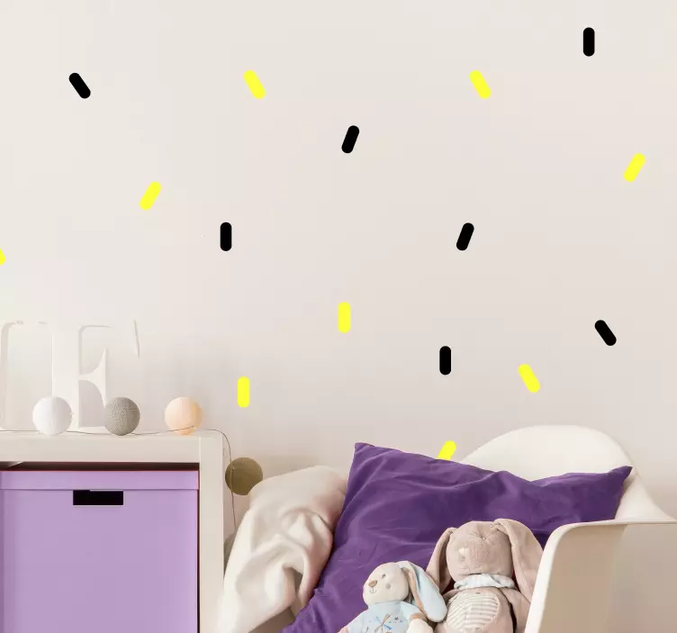 Naklejka na ścianę żółto-czarne konfetti - TenStickers