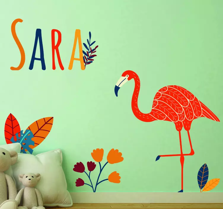 Naklejka na ścianę zwierzęta domowe flamingo personalizowane - TenStickers