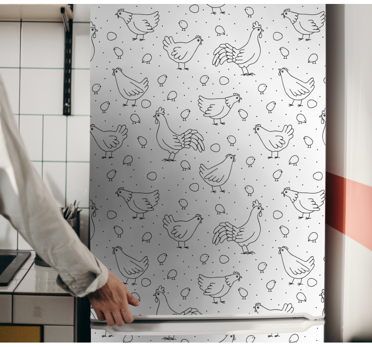 Okleina na lodówkę nakładka z wzorem kury - TenStickers