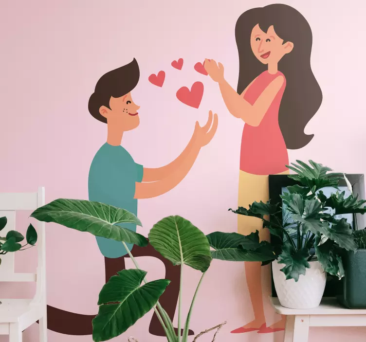 Naklejka na ślub propozycja dla pary w kształcie serca - TenStickers