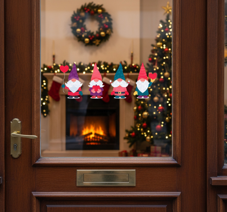 Naklejka na święta bożego narodzenia elfy Świętego mikołaja - TenStickers