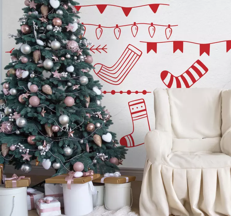 Naklejka na święta Bożego Narodzenia świąteczne wzory - TenStickers