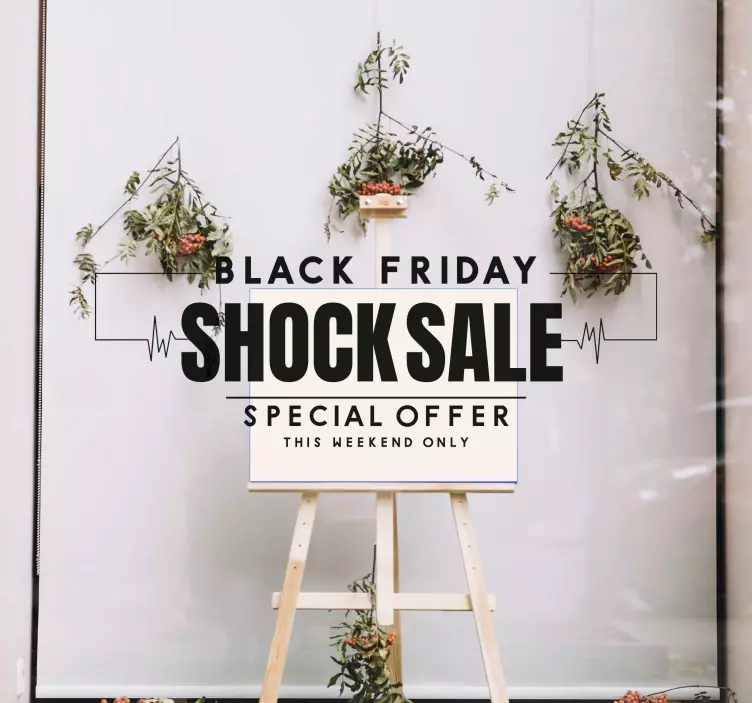 Naklejka na witrynę Black Friday Shock sale - TenStickers