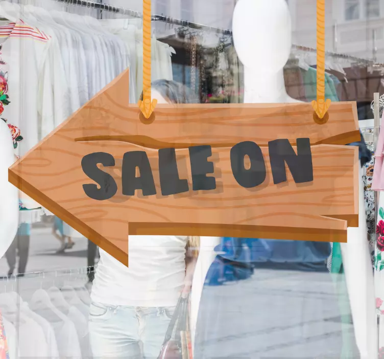 Naklejka na witrynę sklepową drewniana strzała sprzedażowa - TenStickers