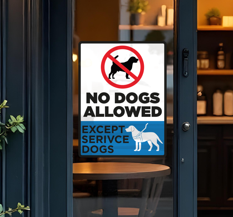 Naklejka na witrynę sklepową no dogs allowed except service dogs - TenStickers