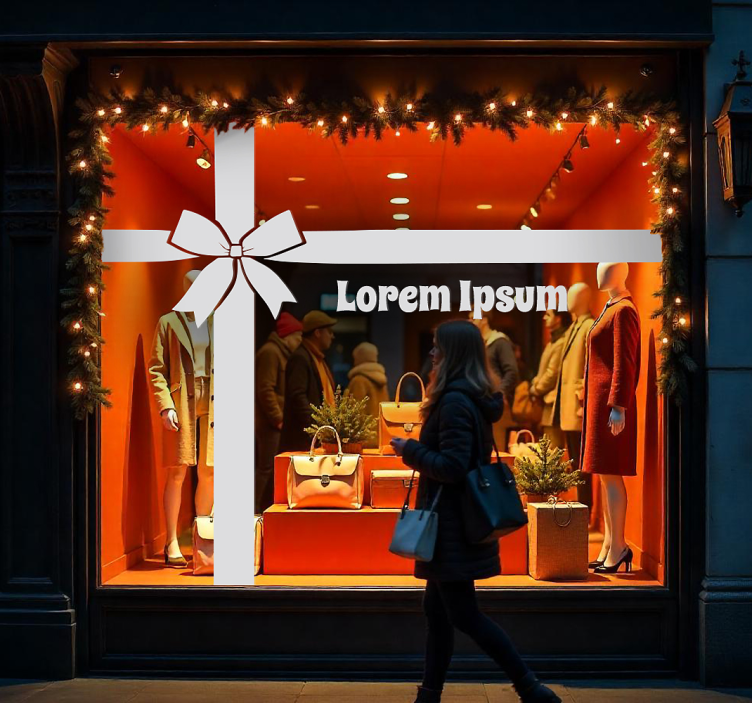 Naklejka na witrynę sklepową wstążka prezentowa - TenStickers