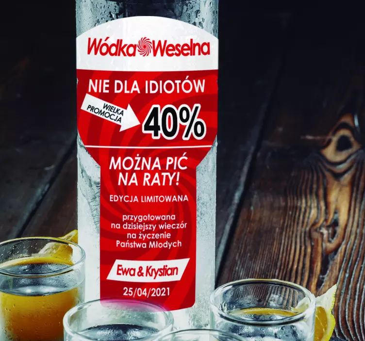 Naklejka na wódkę nie dla idiotów - TenStickers