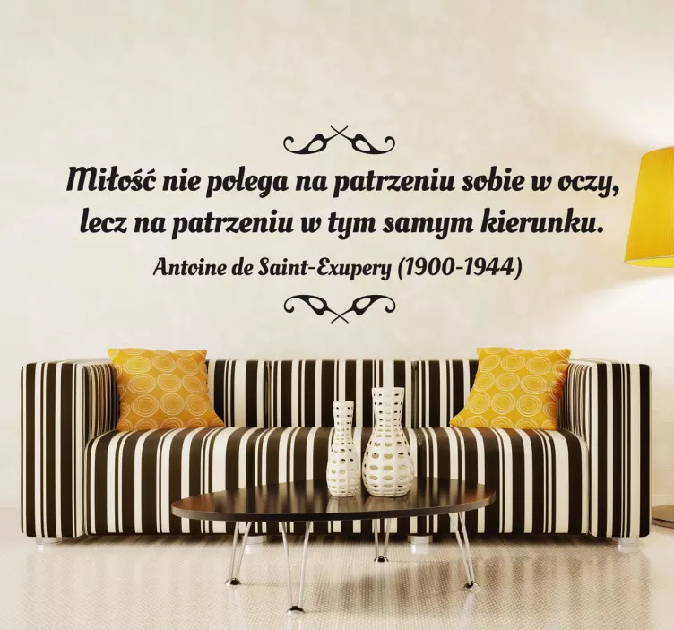 Naklejka na ścianę do salonu cytat Antoine de Saint-Exupery - TenStickers