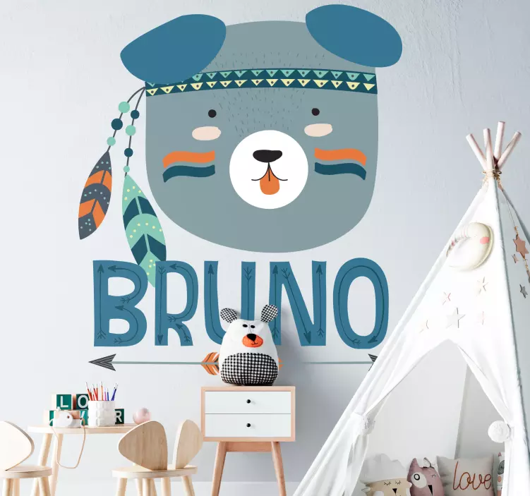 Naklejka Niebieski nordycki pies z imieniem - TenStickers