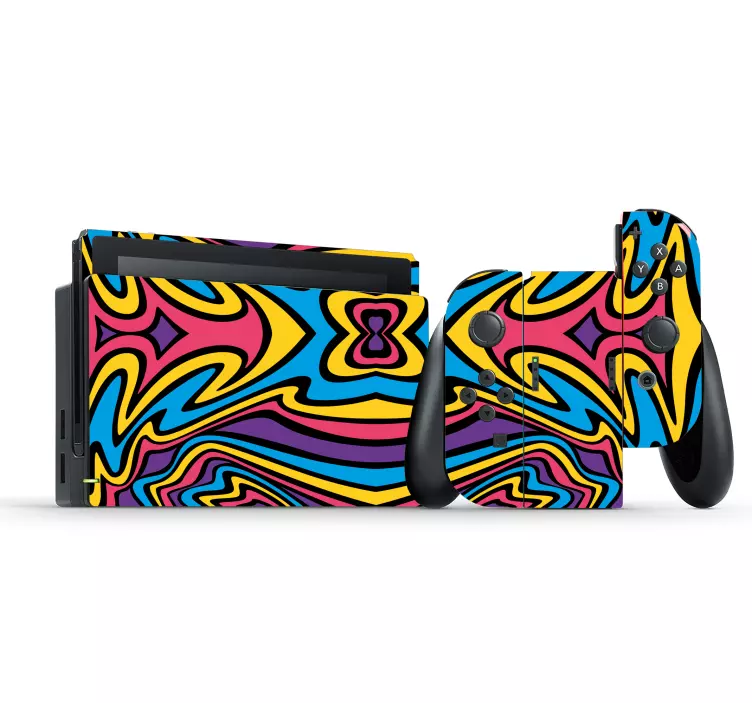 Naklejka na Nintendo Switch żywe kolory groovy linie - TenStickers