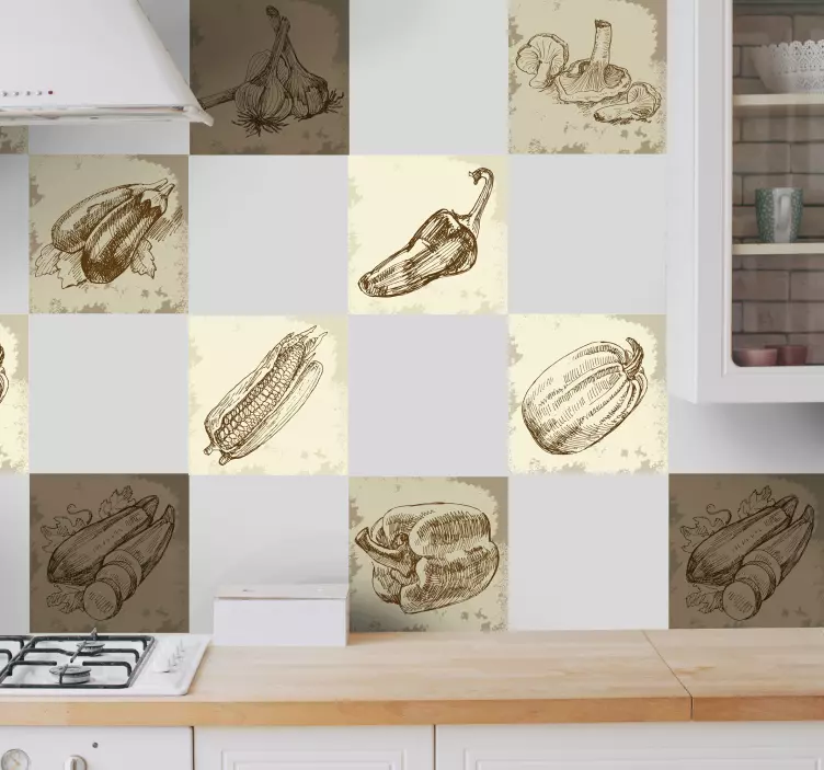 Naklejka pasek vintage warzywa - TenStickers