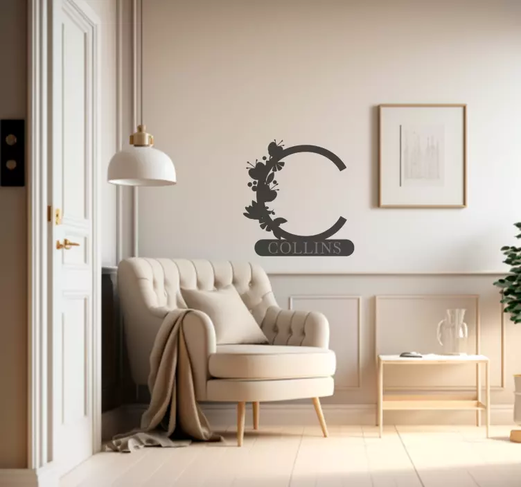 Naklejka własny projekt Kwiatowa nazwa początkowa - TenStickers