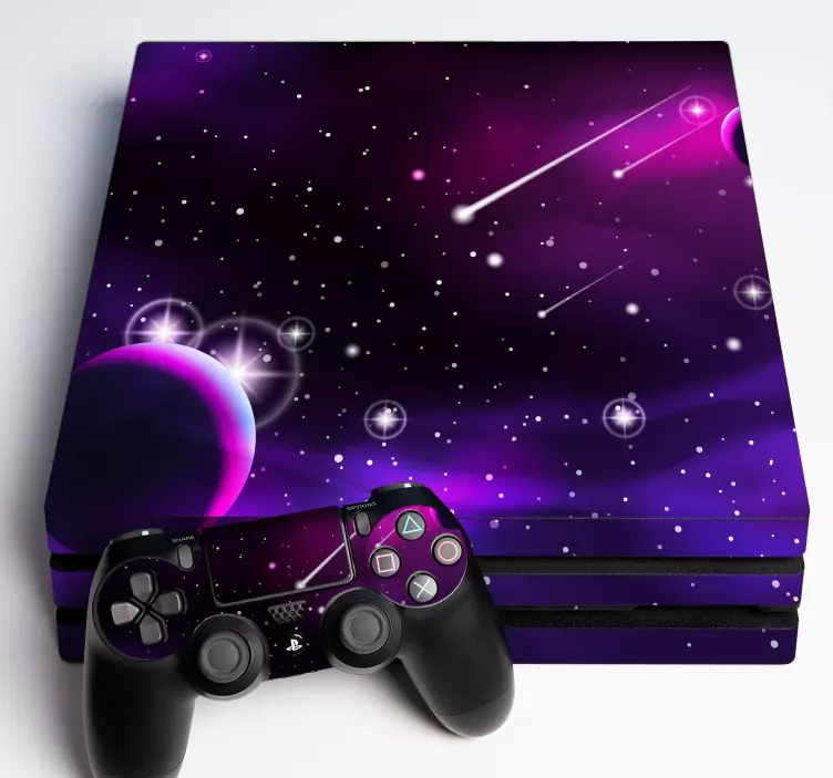 Naklejka na ps4 Fioletowy motyw wszechświata - TenStickers