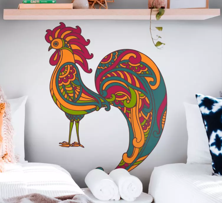 Naklejka na ścianę ptaki Etniczny kogut - TenStickers