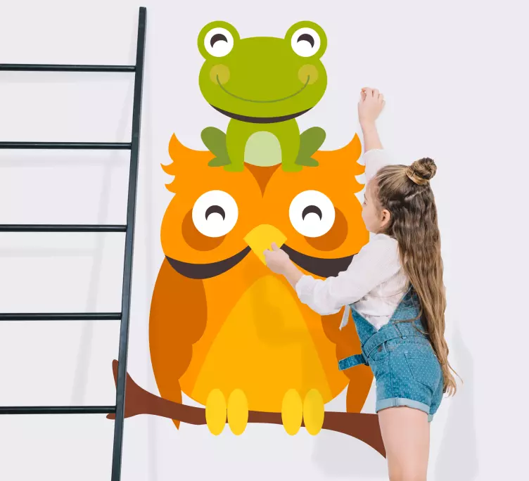 Naklejka na ścianę ptaki Sowa w czapce żaby - TenStickers