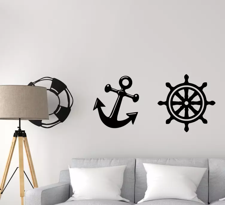 Naklejka na ścianę 3 symbole morskie - TenStickers