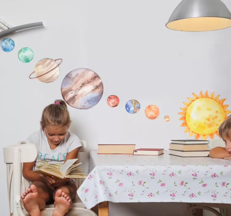 Naklejka na ścianę Akwarelowy układ słoneczny - TenStickers