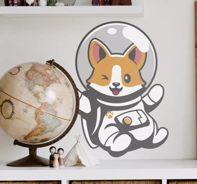 Naklejka na ścianę Astronauta pies corgi - TenStickers