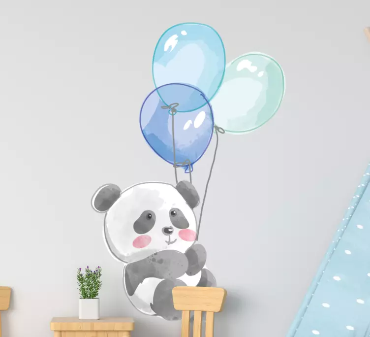 Naklejka na ścianę Baby banda trzymając trzy niebieskie balony. - TenStickers