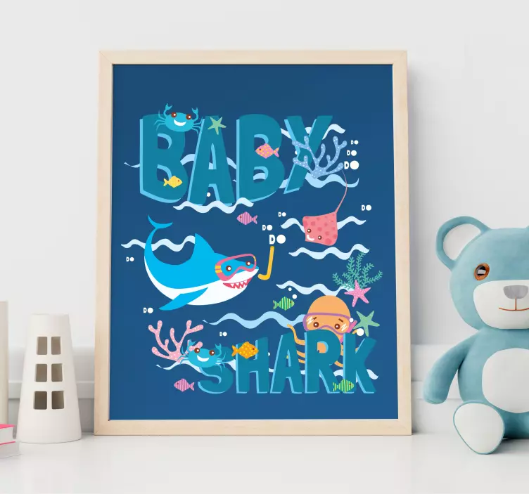 Naklejka ścienna baby shark rekin morze ocean - TenStickers