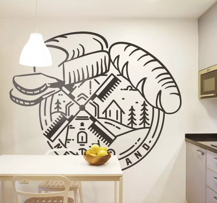 Naklejka na ścianę do kuchni chleb i młyn - TenStickers