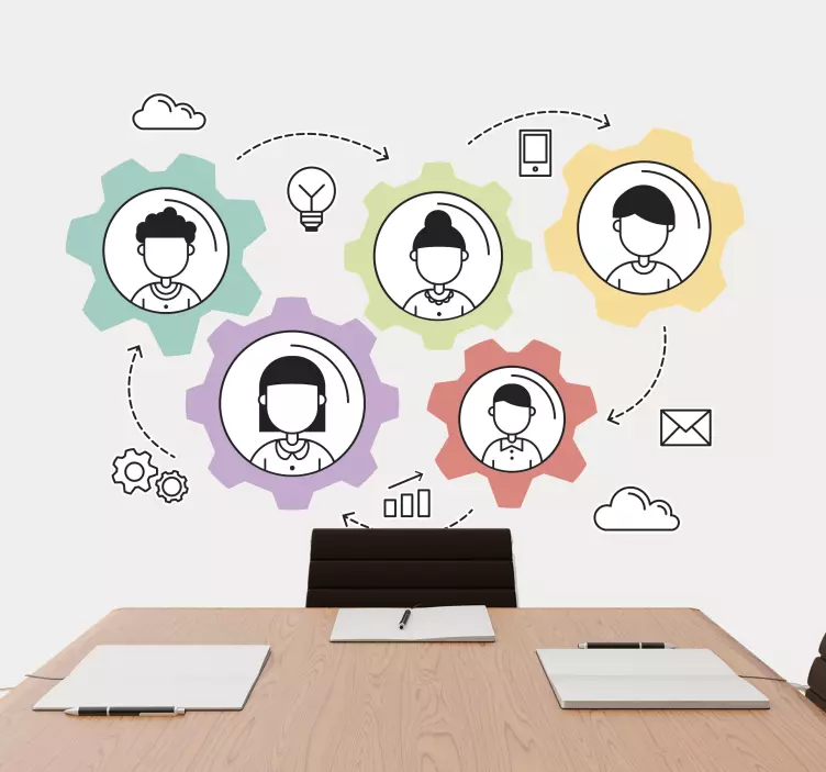 Naklejka na ścianę cytat motywacyjny Silnik pracy zespołowej - TenStickers