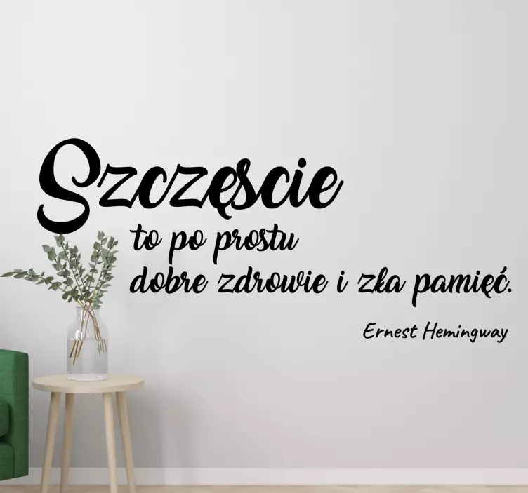 Naklejka ścienna cytat Szczęście - TenStickers