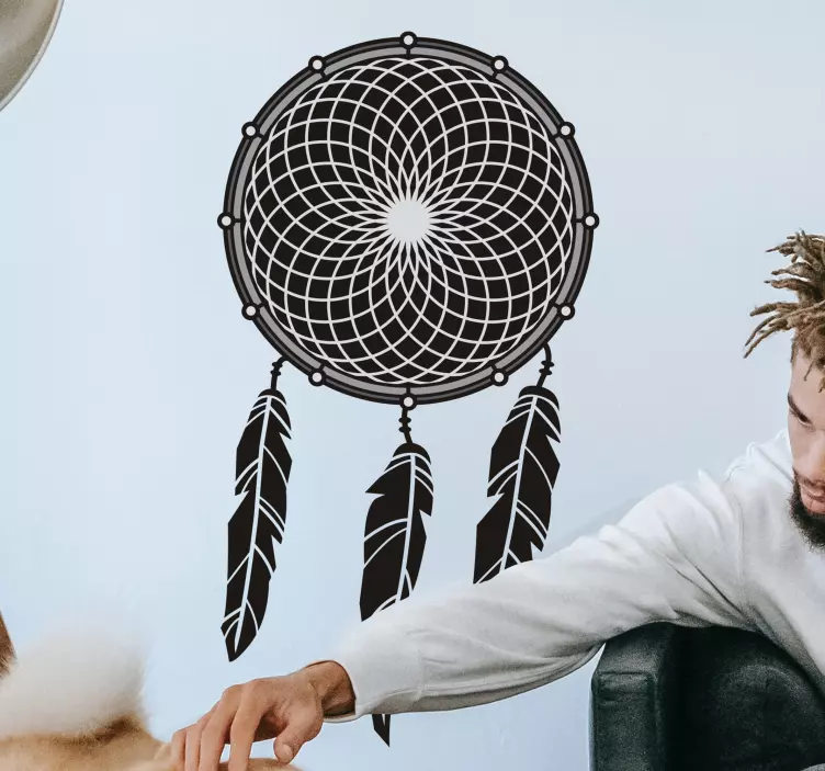 Naklejka na ścianę Czarny etniczny łapacz snów - TenStickers