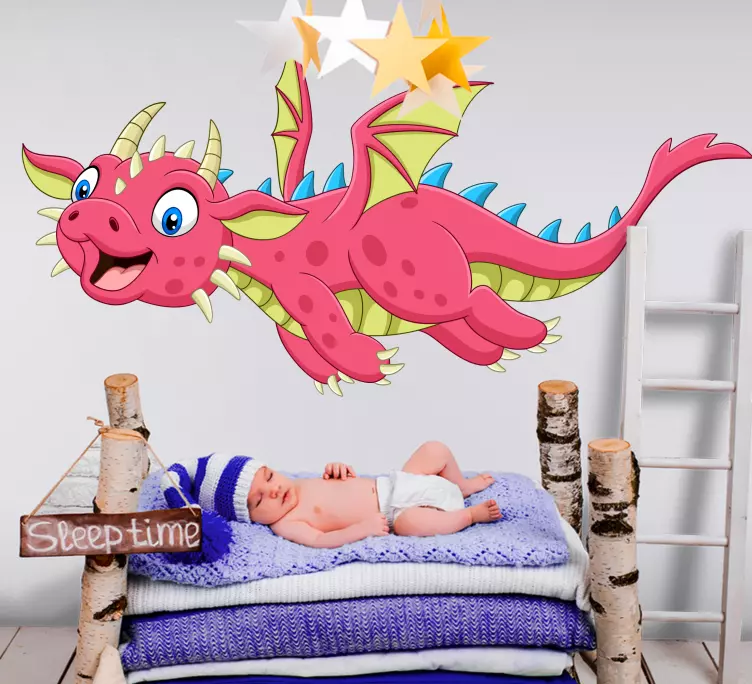 Naklejka na ścianę dla dzieci Latający dinozaur ze skrzydłami - TenStickers