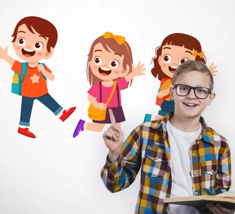 Naklejka na ścianę edukacyjne Machać dzieciom z powrotem do szkoł - TenStickers