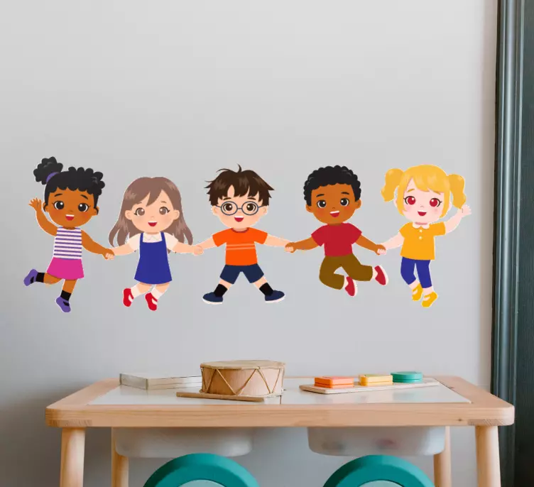 Naklejka na ścianę Szczęśliwe dzieci trzymające - TenStickers