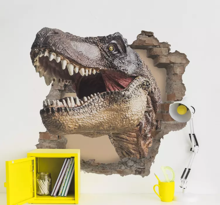 Naklejka na ścianę Efekt 3d dinozaura - TenStickers