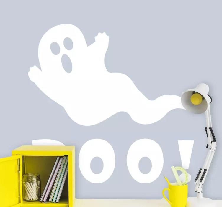 Naklejka na ścianę Halloween Boo tekst z duchem - TenStickers