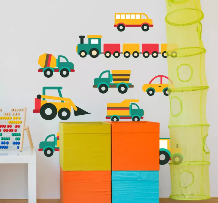 Naklejka na ścianę kreskówki pojazdy - TenStickers