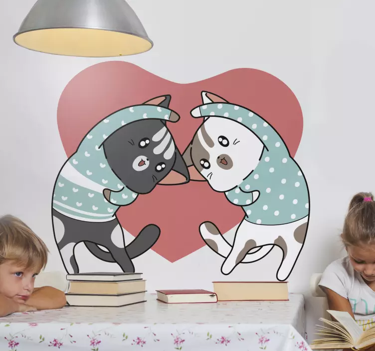 Naklejka na ścianę Kawaii anime kitties - TenStickers