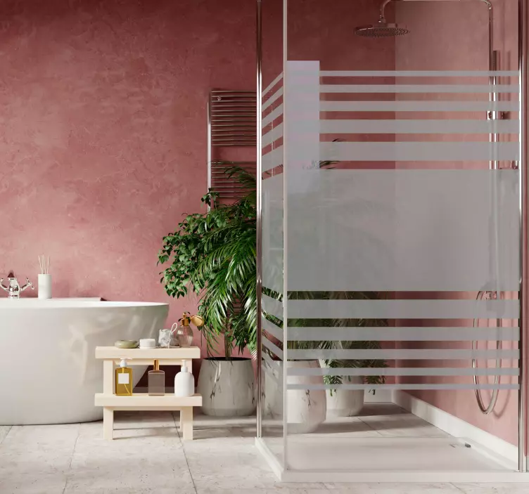 Folia na kabinę prysznicową ekran prysznicowy paski poziome - TenStickers