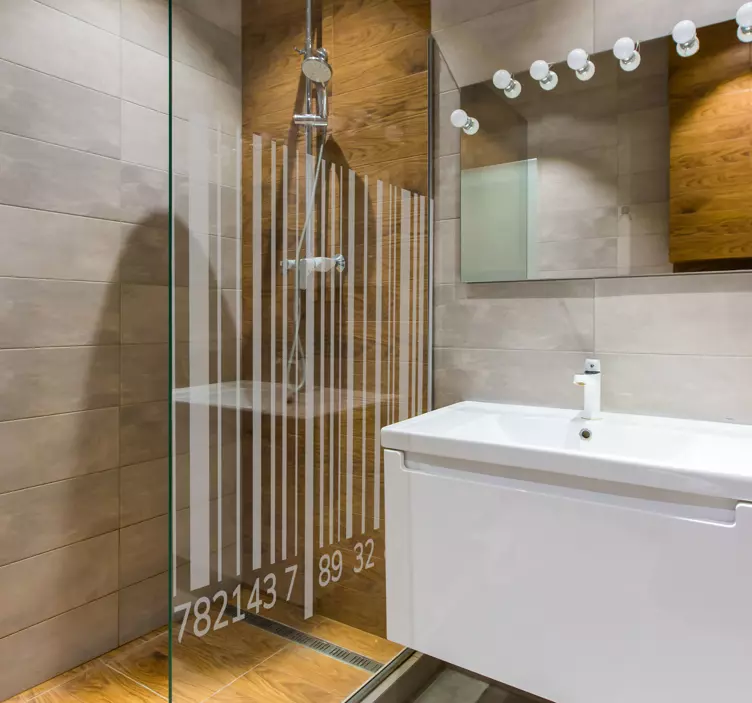 Naklejka na ścianę paski Ekran prysznicowy z kodem kreskowym - TenStickers