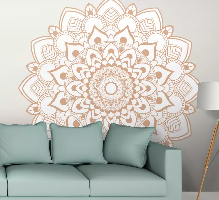 Naklejka na ścianę mur Kremowa mandala - TenStickers