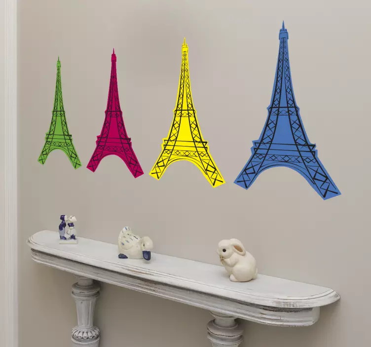 Naklejka na ścianę Paryż Eiffel pop art - TenStickers