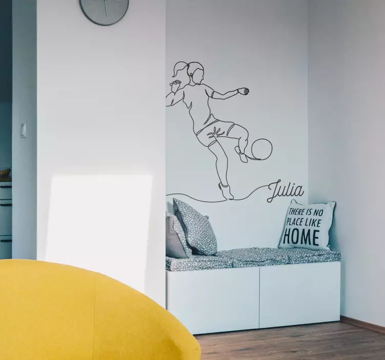 Naklejka na ścianę piłka nożna Kobiet piłkarz minimalistyczny - TenStickers