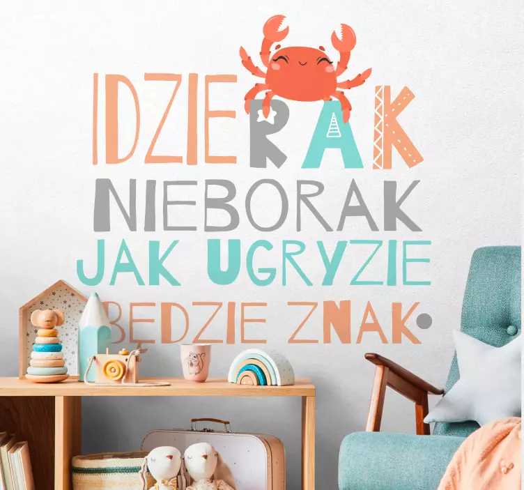 Naklejka na ścianę piosenki dla dzieci "idzie rak" - TenStickers