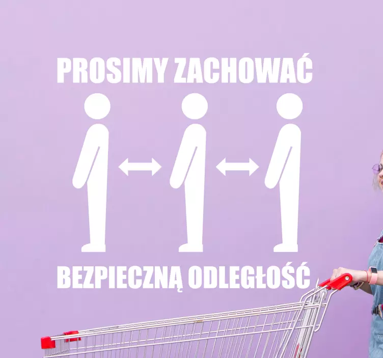 Naklejka na ścianę Prosimy zachować bezpieczną odległość - TenStickers