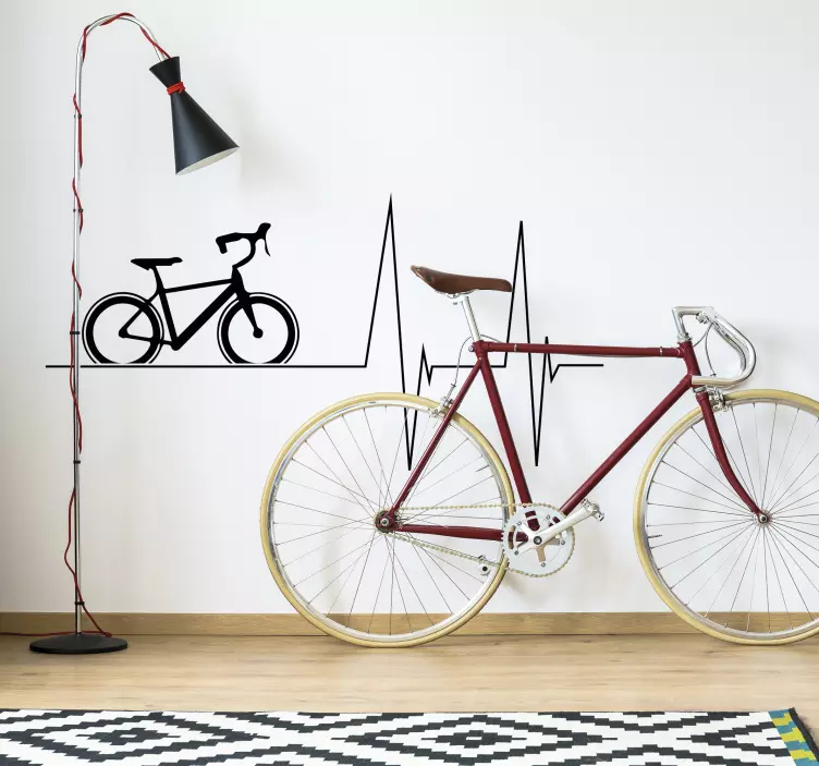 Naklejka ścienna rower z linią bicia serca - TenStickers
