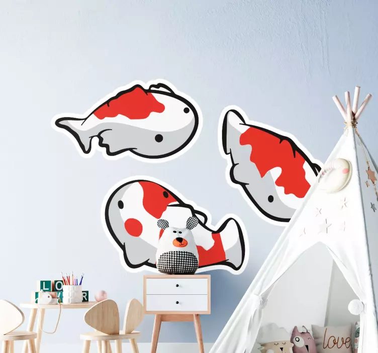 Naklejka na ścianę rybki Anime koi fish - TenStickers