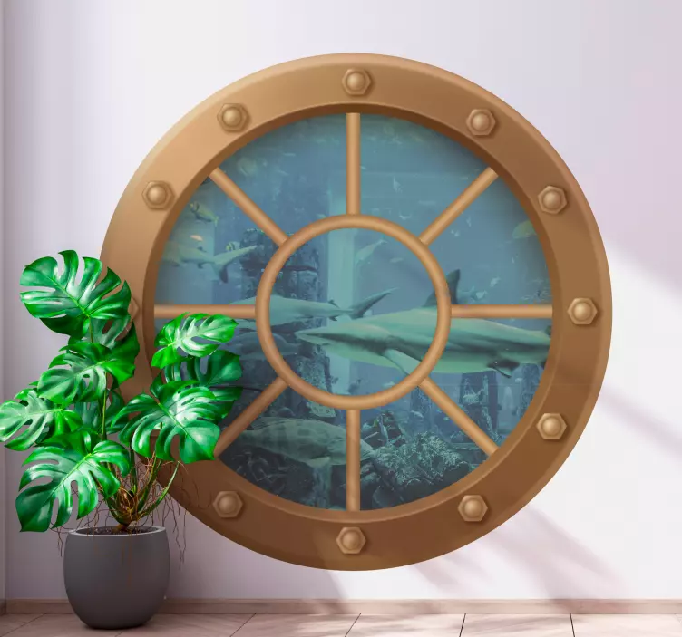 Naklejka na ścianę 3d bulaj podwodne okno - TenStickers