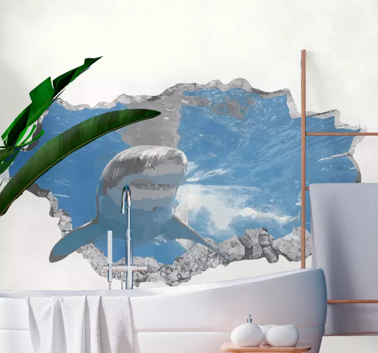 Naklejka na ścianę rybki ściana trawersu rekina - TenStickers