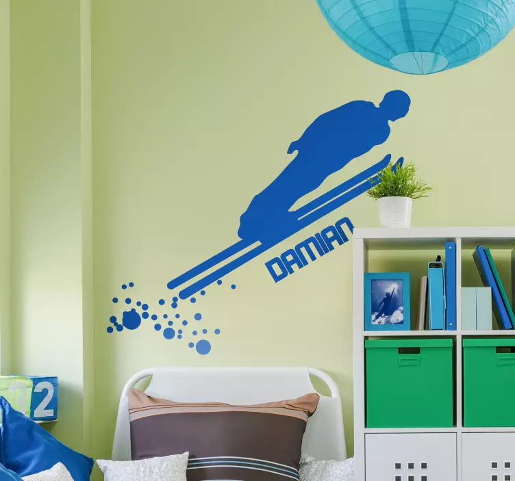 Naklejka ścienna Skoczek narciarski z imieniem - TenStickers
