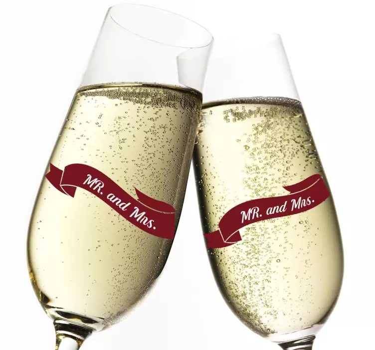 Naklejka ścienna ślubna Mr. and Mrs. - TenStickers