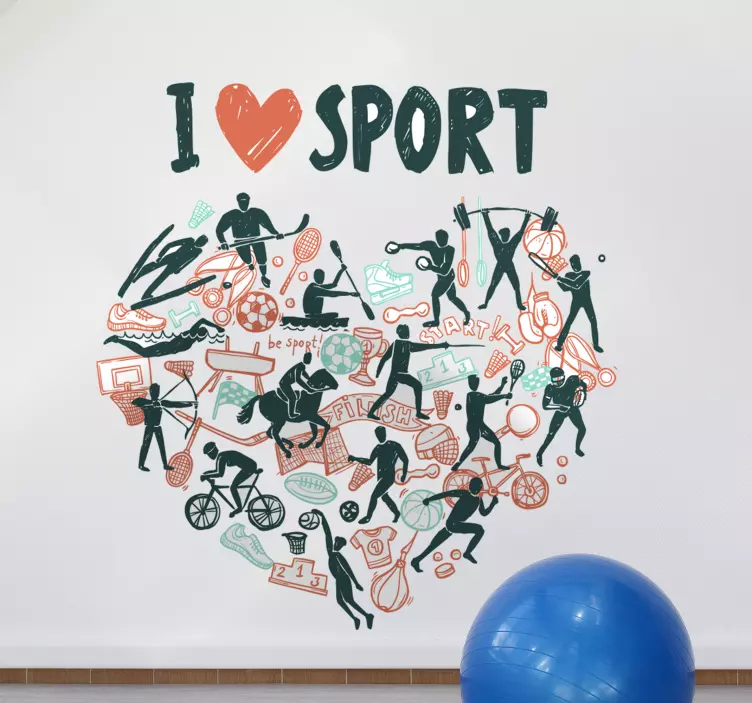 Naklejka na ścianę kocham sport - TenStickers